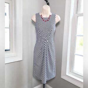 J McLaughlin Navy Blue & White Sheath Dress  ~ Women’s Small $205